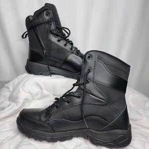 INTERCEPTOR Men's Black Leather Tactical Steel Toe Safety Work Boots size 9